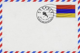 Armenia Gyumri Vintage Air Mail Envelope with Flag and Postmark
