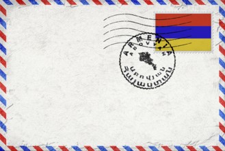 Armenia Abovyan Vintage Air Mail Envelope with Flag and Postmark