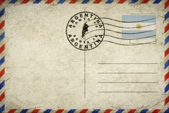 Argentina Santa Fe Vintage Air Mail Envelope with Flag and Postmark