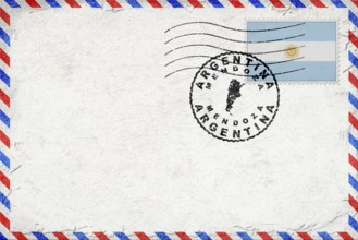 Argentina Mendoza Vintage Air Mail Envelope with Flag and Postmark