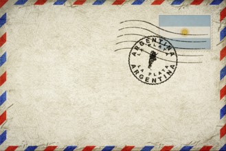 Argentina La Plata Vintage Air Mail Envelope with Flag and Postmark