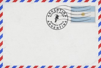 Argentina Buenos Aires Vintage Air Mail Envelope with Flag and Postmark