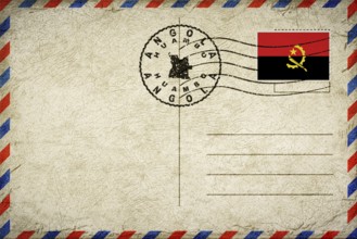 Angola Huambo Vintage Air Mail Envelope with Flag and Postmark