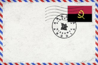 Angola Kissemba Vintage Air Mail Envelope with Flag and Postmark