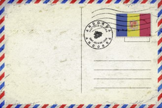 Andorra Sant Julia De Loria Vintage Air Mail Envelope with Flag and Postmark