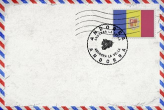 Andorra Andorra la Vella Vintage Air Mail Envelope with Flag and Postmark