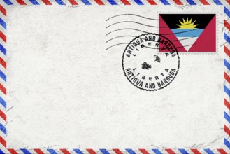 Antigua and Barbuda Liberta Vintage Air Mail Envelope with Flag and Postmark