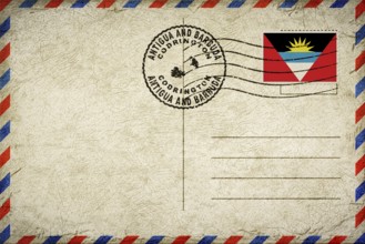 Antigua and Barbuda Codrington Vintage Air Mail Envelope with Flag and Postmark