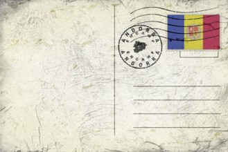 Andorra Encamp Old Style Mail Envelope with Flag and Postmark