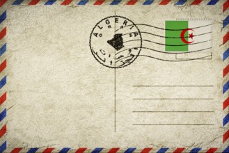 Algeria Oran Vintage Air Mail Envelope with Flag and Postmark