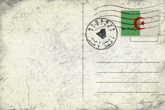 Algeria Algiers Old Style Mail Envelope with Flag and Postmark