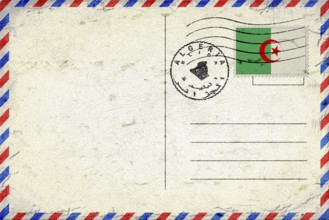 Algeria Blida Vintage Air Mail Envelope with Flag and Postmark