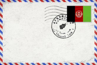 Afghanistan Kandahar Vintage Air Mail Envelope with Flag and Postmark