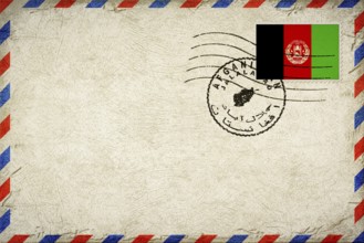 Afghanistan Jalalabad Vintage Air Mail Envelope with Flag and Postmark