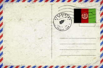 Afghanistan Herat Vintage Air Mail Envelope with Flag and Postmark