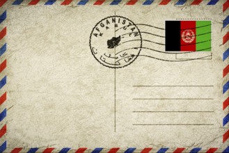 Afghanistan Kabul Vintage Air Mail Envelope with Flag and Postmark