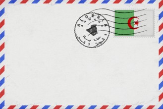 Algeria Annaba Vintage Air Mail Envelope with Flag and Postmark