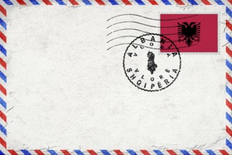 Albania Vlora Vintage Air Mail Envelope with Flag and Postmark