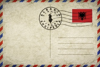 Albania Tirana Vintage Air Mail Envelope with Flag and Postmark