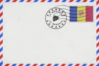 Andorra La Massana Vintage Air Mail Envelope with Flag and Postmark