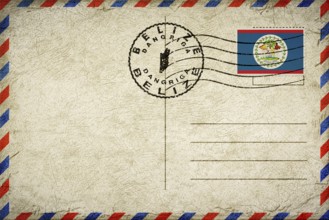 Belize Dangriga Vintage Air Mail Envelope with Flag and Postmark