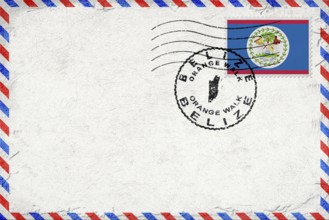 Belize Orange Walk Vintage Air Mail Envelope with Flag and Postmark