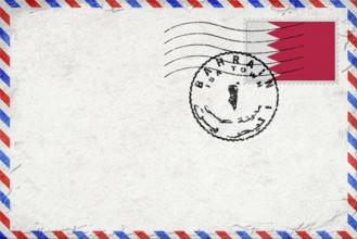 Bahrain Isa Town Vintage Air Mail Envelope with Flag and Postmark