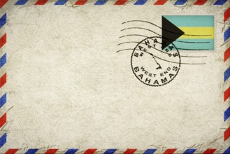 Bahamas West End Vintage Air Mail Envelope with Flag and Postmark