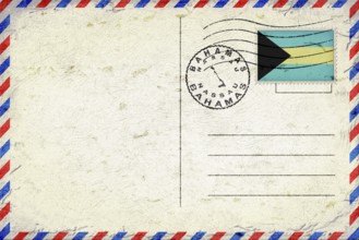 Bahamas Nassau Vintage Air Mail Envelope with Flag and Postmark