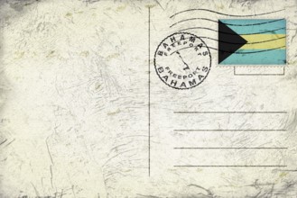 Bahamas Freeport Old Style Mail Envelope with Flag and Postmark