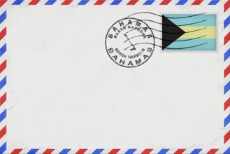 Bahamas Marsh Harbour Vintage Air Mail Envelope with Flag and Postmark