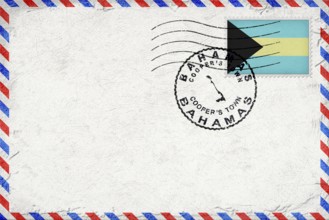 Bahamas Coopers Town Vintage Air Mail Envelope with Flag and Postmark