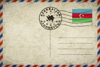 Azerbaijan Ganja Vintage Air Mail Envelope with Flag and Postmark