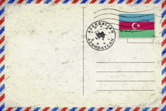 Azerbaijan Sheki Vintage Air Mail Envelope with Flag and Postmark