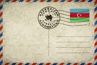 Azerbaijan Sumqayit Vintage Air Mail Envelope with Flag and Postmark