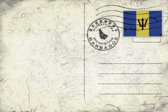 Barbados Speightstown Old Style Mail Envelope with Flag and Postmark