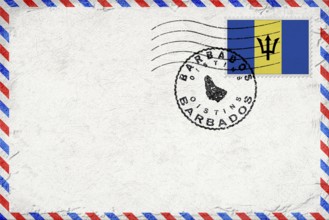 Barbados Oistins Vintage Air Mail Envelope with Flag and Postmark