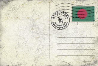 Bangladesh Rajshahi Old Style Mail Envelope with Flag and Postmark
