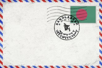 Bangladesh Khulna Vintage Air Mail Envelope with Flag and Postmark