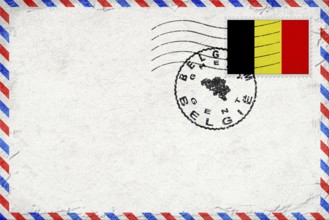 Belgium Ghent Vintage Air Mail Envelope with Flag and Postmark