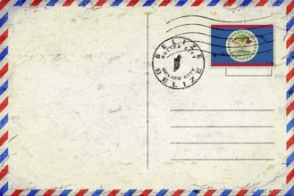 Belize Belize City Vintage Air Mail Envelope with Flag and Postmark