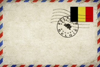 Belgium Brussels Vintage Air Mail Envelope with Flag and Postmark