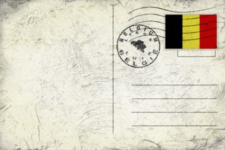 Belgium Liege Old Style Mail Envelope with Flag and Postmark