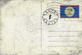 Belize San Ignacio Old Style Mail Envelope with Flag and Postmark