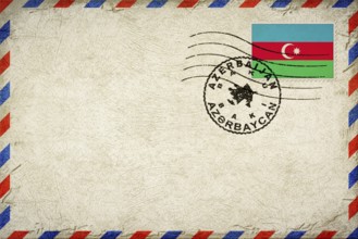 Azerbaijan Baku Vintage Air Mail Envelope with Flag and Postmark