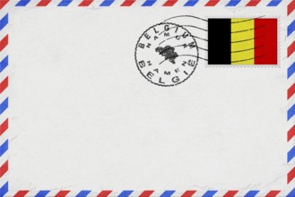 Belgium Namur Vintage Air Mail Envelope with Flag and Postmark