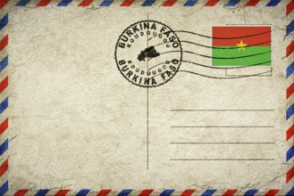 Burkina Faso Koudougou Vintage Air Mail Envelope with Flag and Postmark