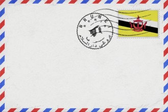 Brunei Seria Vintage Air Mail Envelope with Flag and Postmark