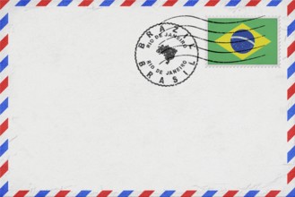 Brazil Rio de Janeiro Vintage Air Mail Envelope with Flag and Postmark