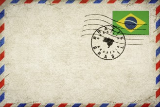 Brazil Brasilia Vintage Air Mail Envelope with Flag and Postmark